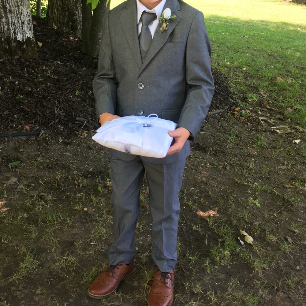 Gray suit in bag